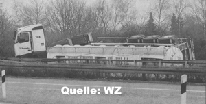 Umgestürzter Gefahrguttransport